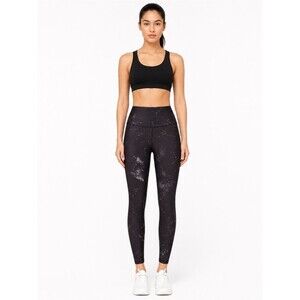 Good American Zodiac Print Leggings Black Constellation High Rise Size 2 Active